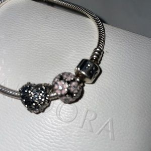 Pandora charm bracelet with 3 charms